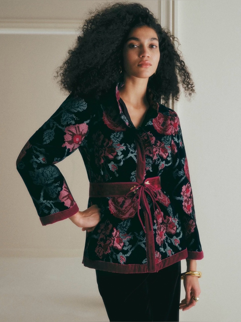 Sezane Athais Embroidered Jacket Size 8